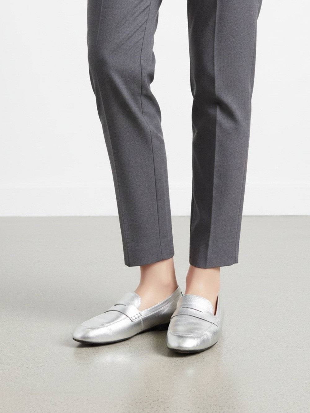 Cole Haan Women's Silver Leather Loafers